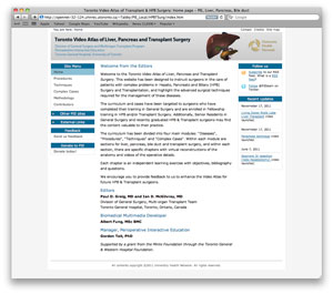 screen capture of Toronto Surgical Video Atlas web page